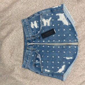 LF bedazzled denim skirt